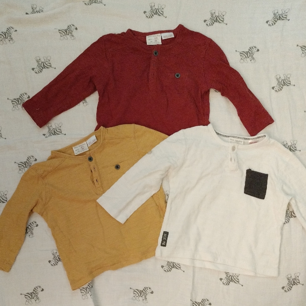 Zara Red and Yellow Long Sleeve Tees
